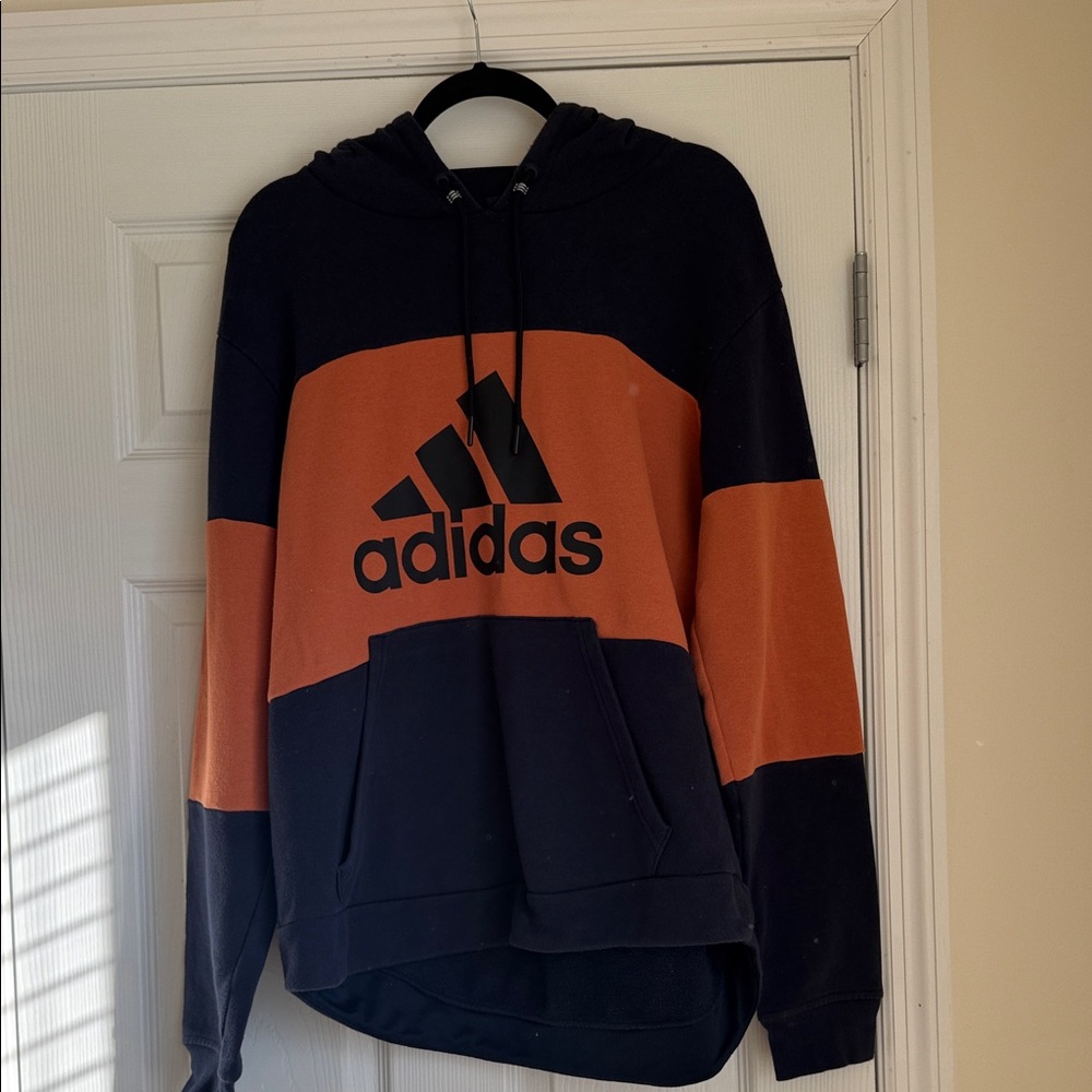Adidas Men's Hoodie in Navy Blue and Orange